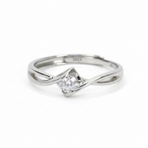 Silver Love Heart Illusion Adjustable solitaire ring for her