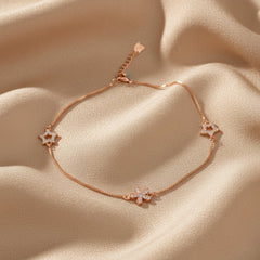 Rose gold Flower and Star Anklet
