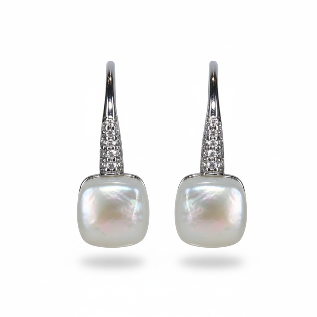Silver White mother of Pearl French Hook earrings