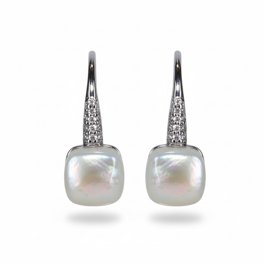 Silver White mother of Pearl French Hook earrings