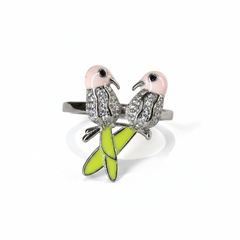 Silver Lovebirds (parrot) sterling silver ring