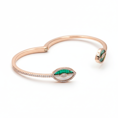 Rose Gold Malachite Wrap Bracelet For Her