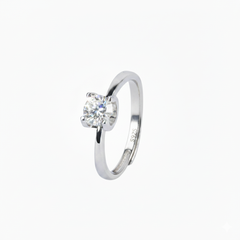Silver Classic Solitaire (CZ) Diamond Look Adjustable ring for her