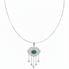 Silver Omega Chain Cloud Pendant