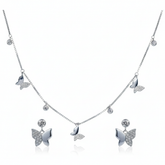 Silver Elegant Butterfly Pave Necklace