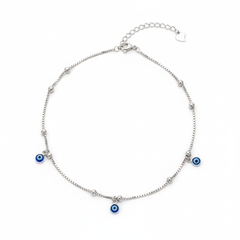 Silver Sleek and delicate Evil eye Anklet For her