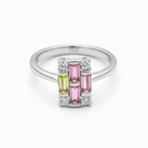 Silver Radiant Geometric Cluster Ring For Her