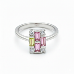 Silver Radiant Geometric Cluster Ring For Her
