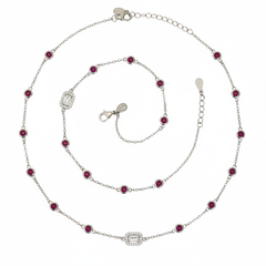 Silver Ruby Red anklet For her