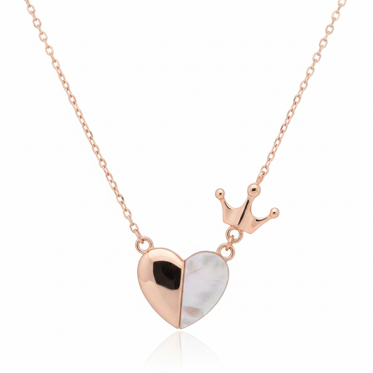 Rose Gold Royal Heart & Crown Pendant
