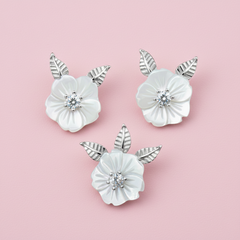 Silver MOP Blooming flower leaf Pendant Set