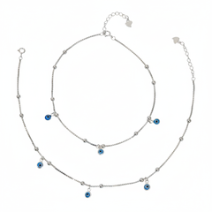 Silver Sleek and delicate Evil eye Anklet For her