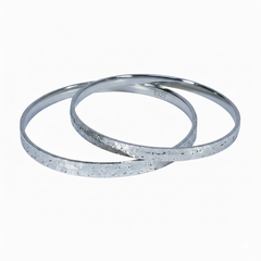 Silver Evergreen Hammered Textured Baby Bangles ( For 2-4 Years )