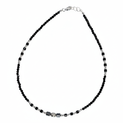 Silver Textured Modern Black beads anklets For her