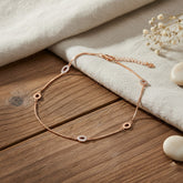 Silver Rose gold Oval Charms Anklet