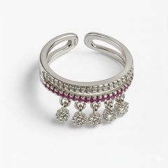 Silver Trendy Charms Adjustable Ring