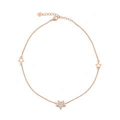 Silver Rose gold star Anklet for her