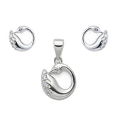 Silver Dazzling Swan pendant set