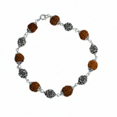 Silver Swastik Symbol Rudraksh chain Bracelet