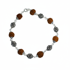 Silver Swastik Symbol Rudraksh chain Bracelet