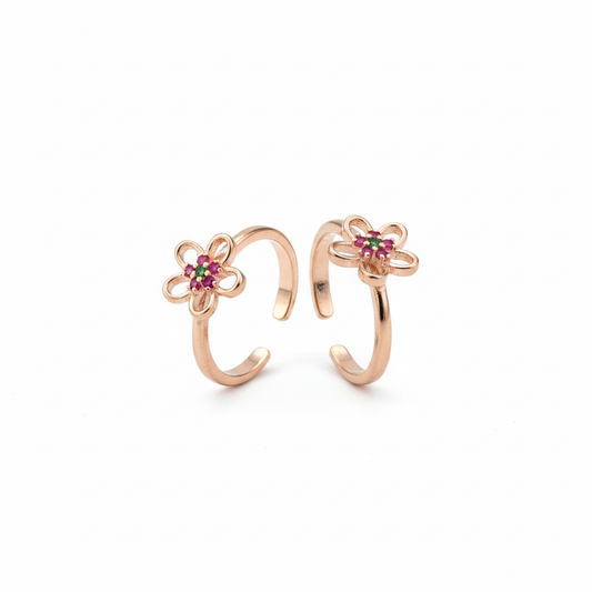 Rose Gold Bloom Flower Toe Ring