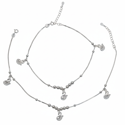 Silver Graceful Swan Anklet for her