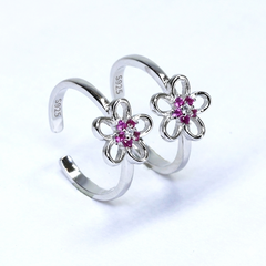 Silver Flower Grace Toe Ring