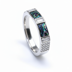 Silver Dazzling Abalone Shell Bracelet Set