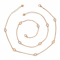 Silver Rose gold Oval Charms Anklet