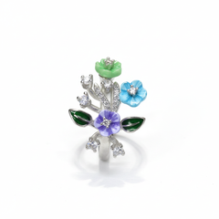 Silver floral Bouquet Ring for her