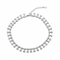 Silver Premium Triangle shaped CZ Diamond Anklet
