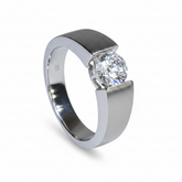 Stardust Meteorite Notched Ring in Sterling Silver