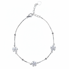 Silver Sparkling Snow Flake Charm Bracelet