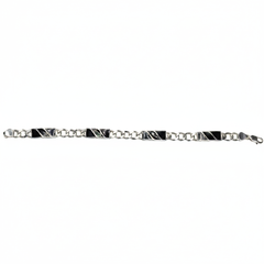 Silver Noir Wave Style Link Bracelet For Him