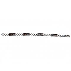 Silver Greek design black and rose gold Mens bracelet