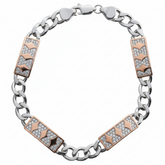 Silver Designer dual tone rose gold chain bracelet for men