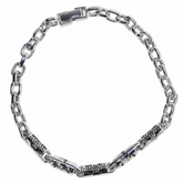 Silver Intricate Motif Bracelet for Him