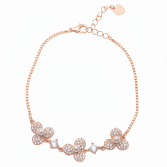 Silver Rose gold stylish Pearl Floral Chain Bracelet for her