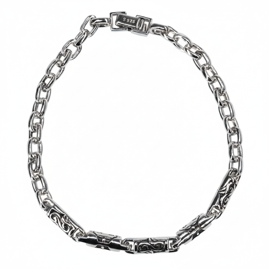 Silver classic carved Men's bracelet for him