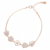 Rose gold Cute Flower Design Chain Bracelet With MOP & CZ Diamonds