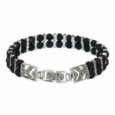 Silver Divine Rudraksha Double Row Bracelet for Him