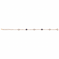 Rose gold Blue Sapphire and CZ Chain Bracelet for her