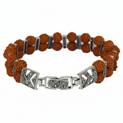 Silver Brown Rudraksha Bracelet for Him