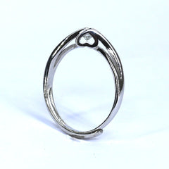 Silver Love Heart Illusion Adjustable solitaire ring for her