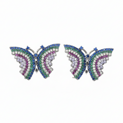 Silver Vibrant Multi Colour Pendant Set