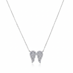 Silver Sparkling guardian angel wings chain pendant for her