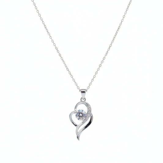 Silver Swirling heart Pendant necklace for her