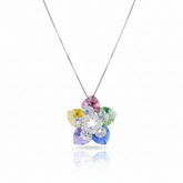Silver Rainbow Bloosom Crystal Pendant