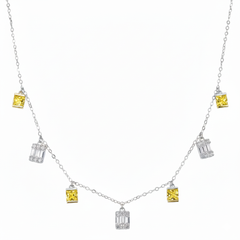 Silver Canary Yellow Charm Necklace