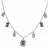 Silver Amethyst Hued Dangle Necklace